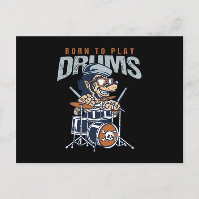 Drummers Drumming Musician Gift Born To Play Drums Postcard (Front)