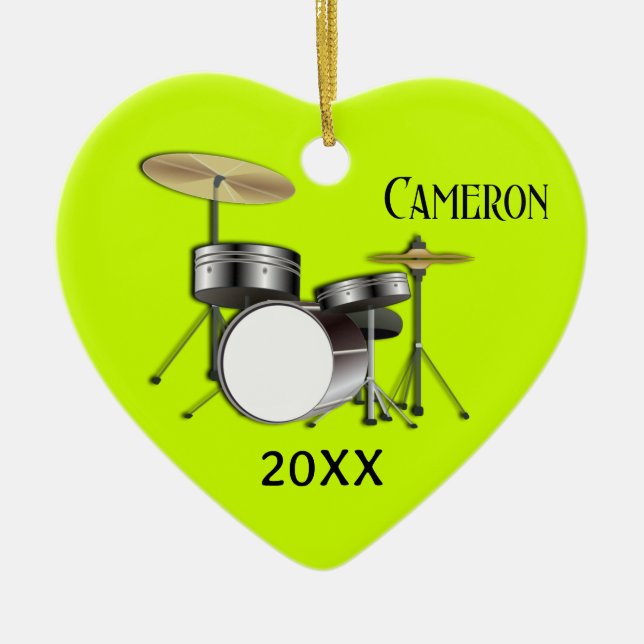 Drummers Personalised Christmas Photo Ornament (Front)