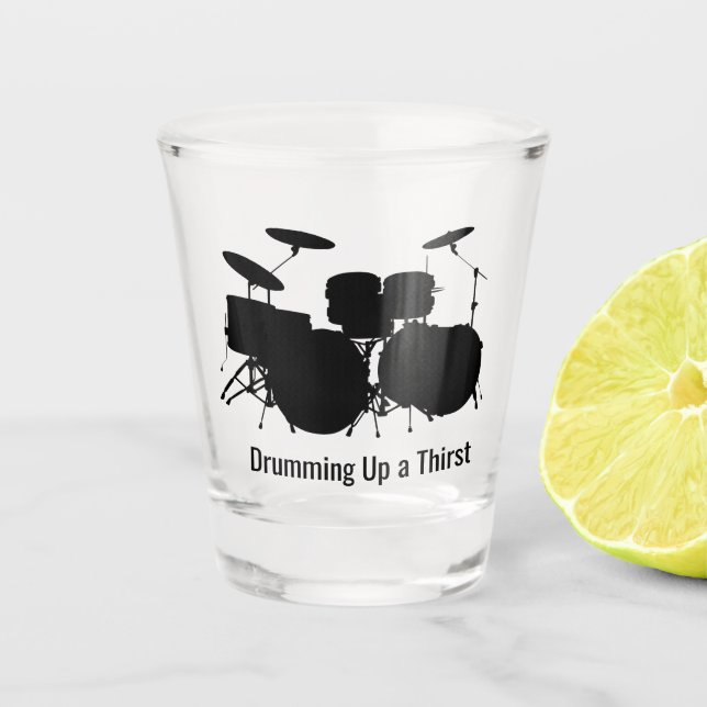 Drumming Drum Set Design Shot Glass (Front)