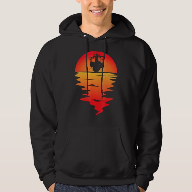 Drumming Drum Set Sunset For Drummer And Percussio Hoodie (Front)