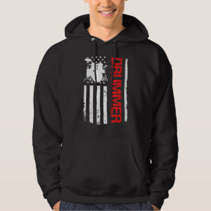 Drumming Drum Set Usa Flag For Drummer And Percuss Hoodie