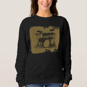 Drumming Drum Set Vintage For Drummer And Percussi Sweatshirt