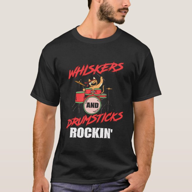 Drumming Drummer Cat Lover Percussion Percussionis T-Shirt (Front)
