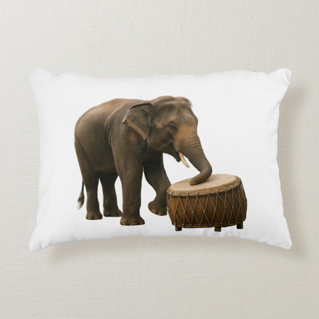 Drumming Elephant Pil Decorative Cushion (Front)