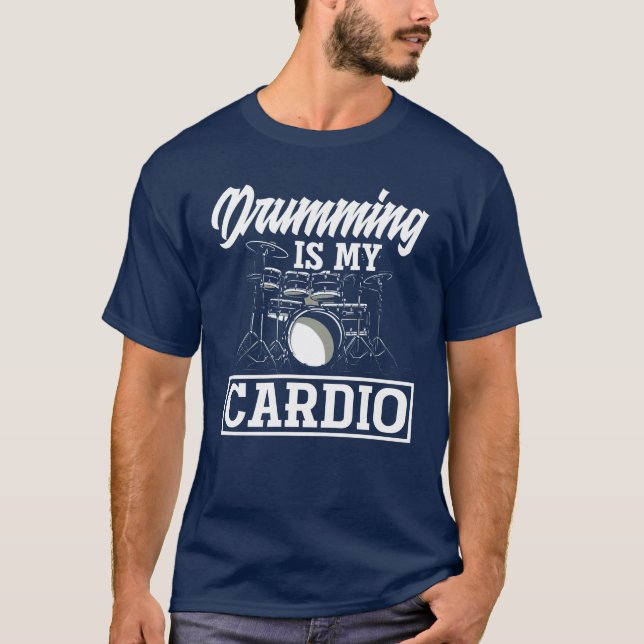 Drumming Is My Cardio Funny Drummer Gift retro T-Shirt (Front)