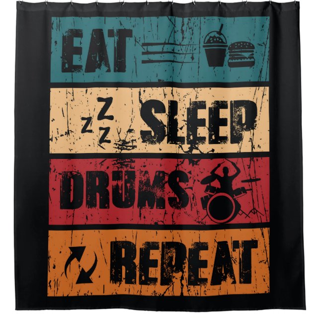 Drumming passion: t-shirt design illustration. shower curtain (Front)
