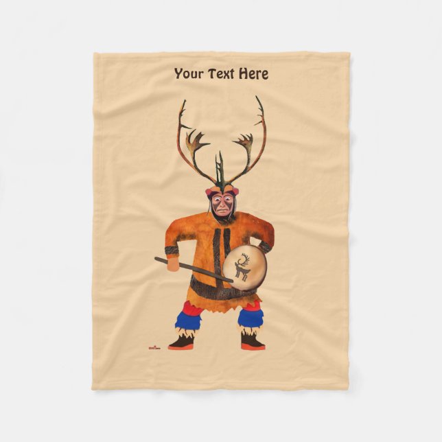Drumming Shaman Fleece Blanket (Front)