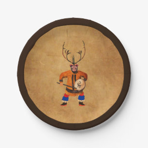 Drumming Shaman Paper Plate