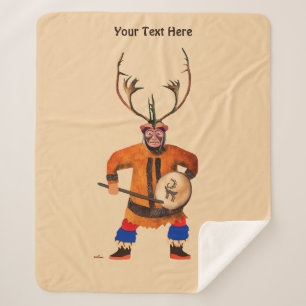 Drumming Shaman Sherpa Blanket