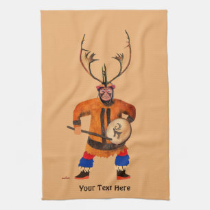 Drumming Shaman Tea Towel