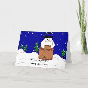 Drumming Snowman Holiday Card
