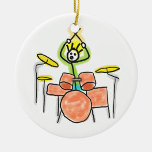 Drumming Stickman Ceramic Tree Decoration