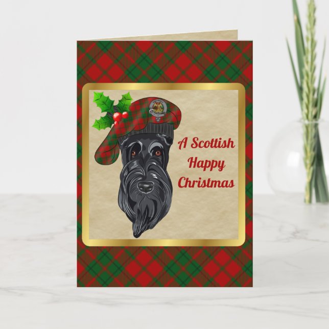 Drummond Badge & Tartan Personalised Xmas Card (Front)