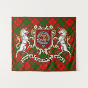 Drummond Clan Badge & Unicorns w/Tartan  Tapestry