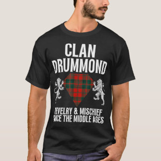 Drummond Clan Scottish Name Coat Of Arms Tartan Fa T-Shirt