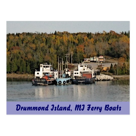 Drummond Island Michigan Ferry Boats Postcard