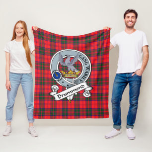 Drummond Modern Clan Badge Tartan Plaid Fleece Blanket