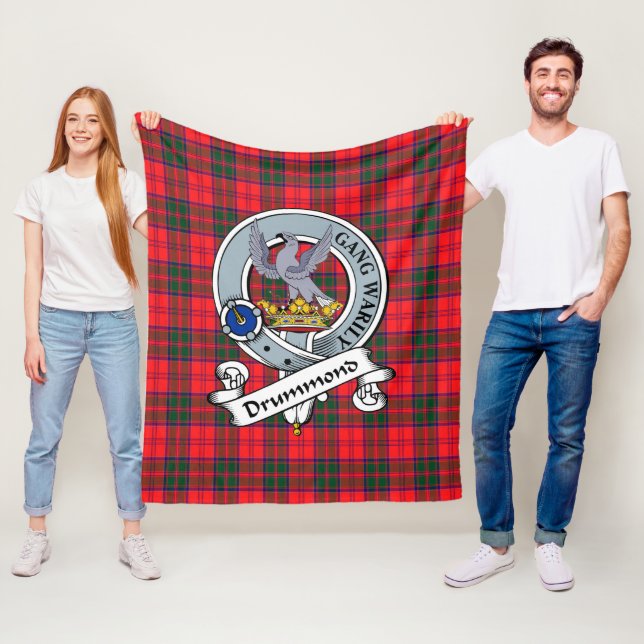 Drummond Modern Clan Badge Tartan Plaid Fleece Blanket (In Situ)