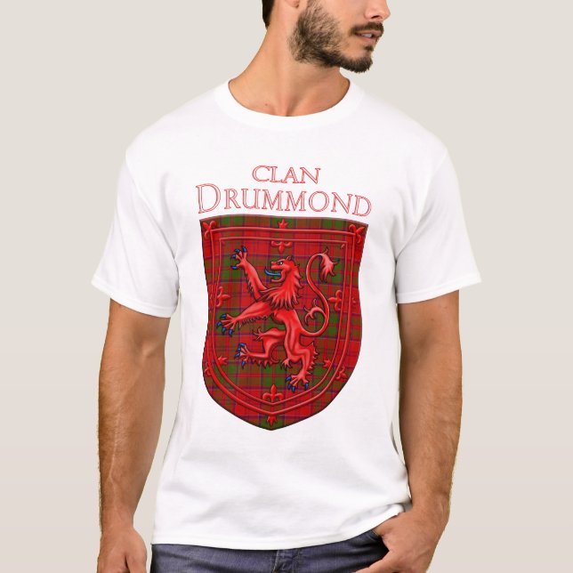 Drummond Tartan Scottish Plaid Lion Rampant T-Shirt (Front)