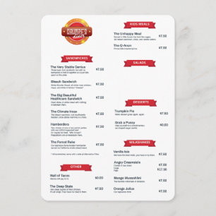 "Drumpf's Diner" Menu