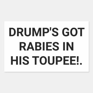 Drump's Got Toupee Rabies Hankamer Artjunkhaus Fun Rectangular Sticker