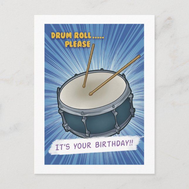 Drumroll Please! Funny Pop Art Birthday Card (Front)