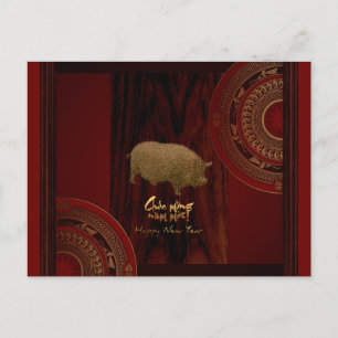 Drums 2 Pig Year Vietnamese greeting Postcard