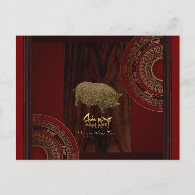 Drums 2 Pig Year Vietnamese greeting Postcard (Front)