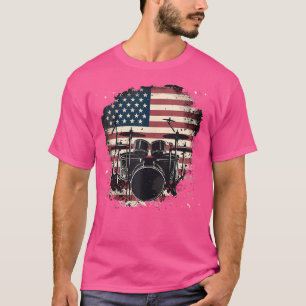 Drums American Flag 4Th Of July Patriotic Musician T-Shirt