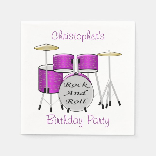 Drums Birthday Napkin (Front)