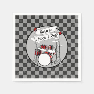 Drums Born to Rock & Roll Drummer Party Drum Kit Napkin
