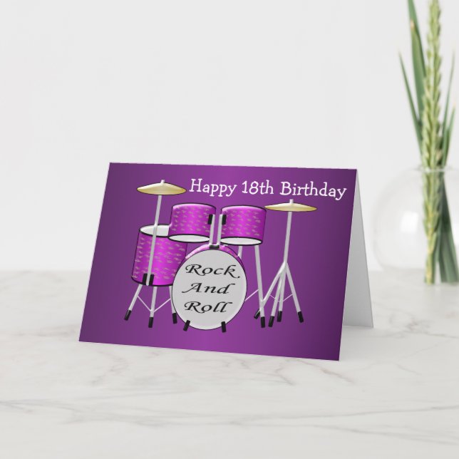 Drums Design Personalised 18th Birthday Card (Front)
