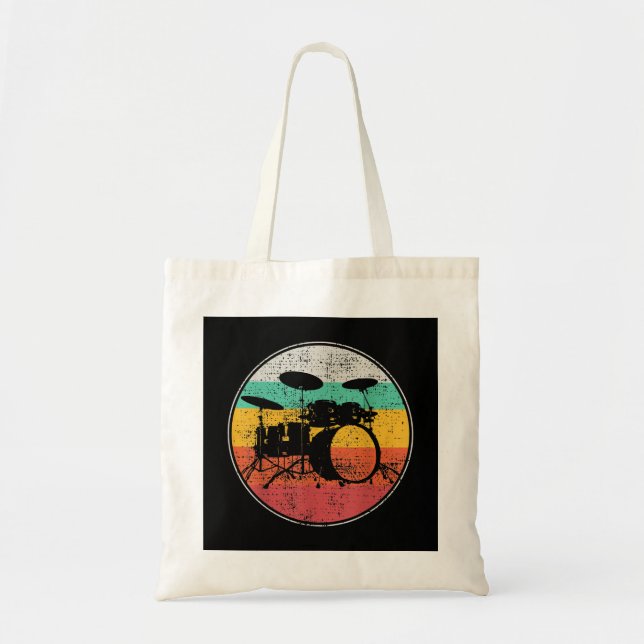 Drums Drummer Band Drumset Retro Vintage Tote Bag (Front)