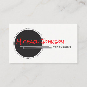 Drums Drummer Percussion Minimal Black Music Cool Business Card