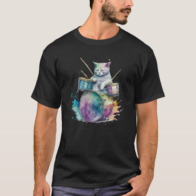 Drums Drummmer Cat  4 T-Shirt (Front)