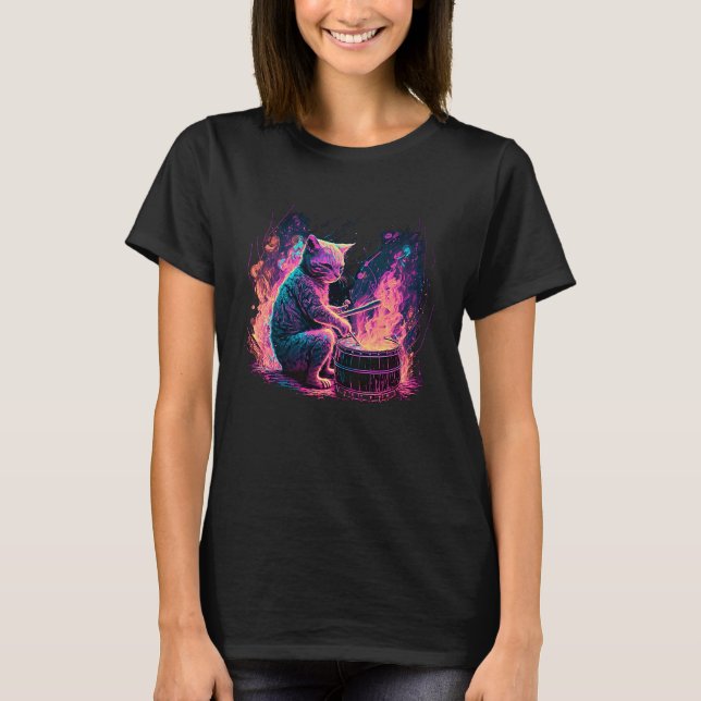 Drums Drummmer Cat  8 T-Shirt (Front)