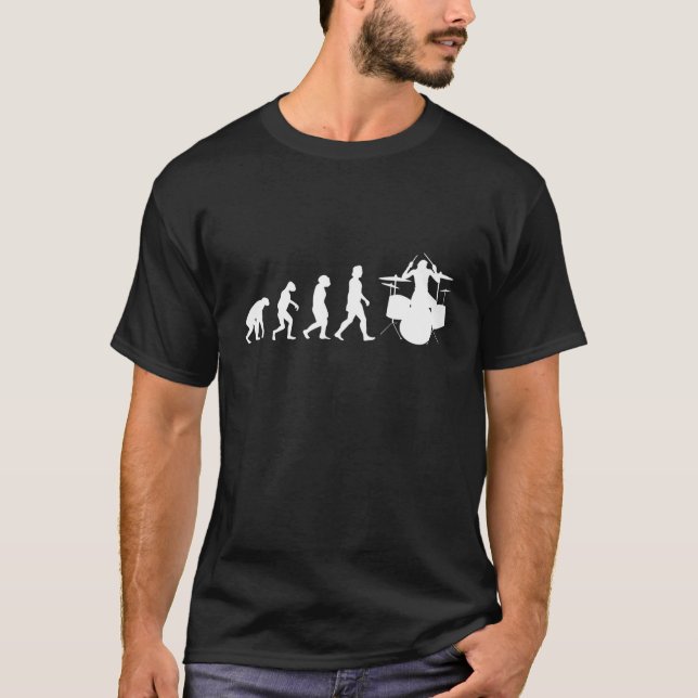 Drums Evolution Drummer Musician T-Shirt (Front)