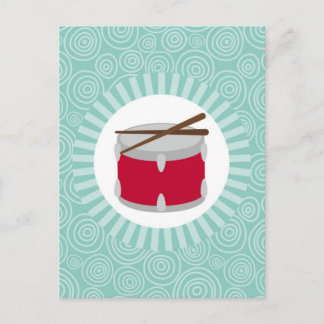 Drums Fun Turquoise Swirl Music Postcard