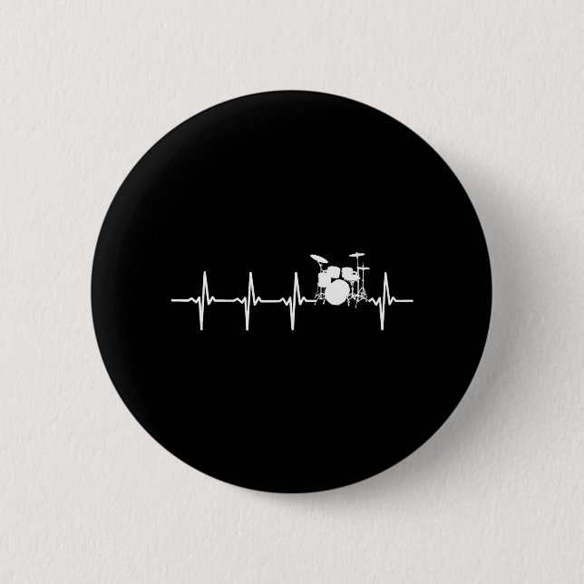 Drums Heartbeat for Drummers & percussionists 6 Cm Round Badge (Front)