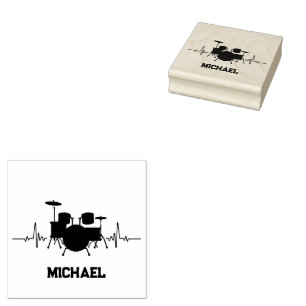 Drums Heartbeat For Drummers Personalised Rubber Stamp