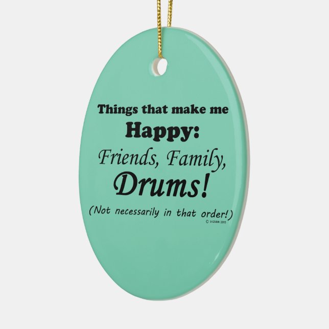 Drums Make Me Happy Ceramic Tree Decoration (Left)