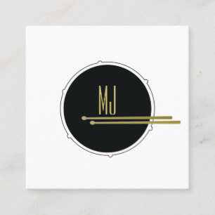 Drums Minimalist Modern   Drummer Simple Black Square Business Card