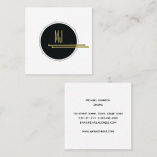 Drums Minimalist Modern   Drummer Simple Black Square Business Card