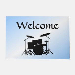 Drums Music Design Blue Doormat