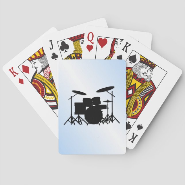 Drums Music Design Blue Playing Cards (Back)