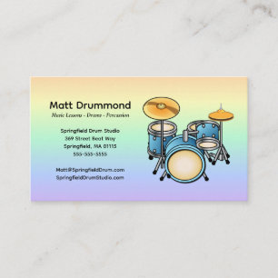 Drums Music Teacher Business Cards   Drum Set