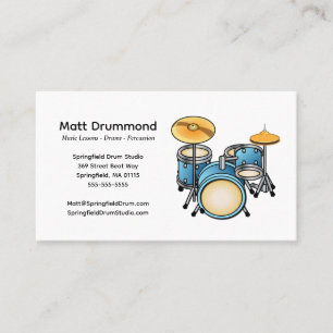 Drums Music Teacher Business Cards   Drum Set