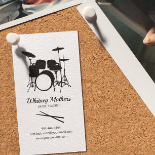 Drums Music Teacher   Drummer Instructor Business Card