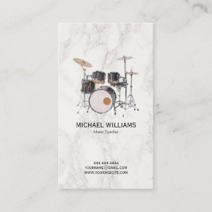Drums Music Teacher   Stylish Drummer Business Card