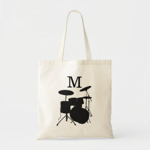 Drums Musical Instruments Teacher Student Monogram Tote Bag